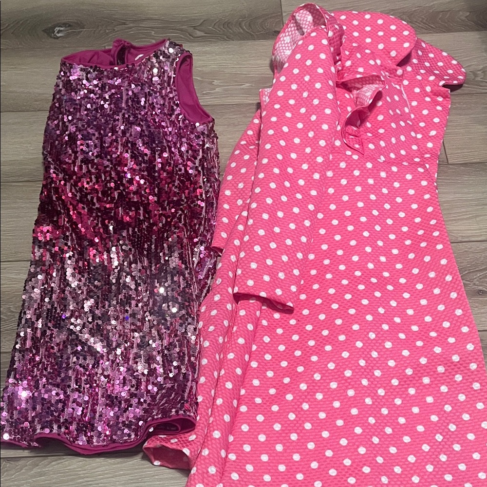 Girls size 6 Pink Sequin Dress and Polka Dot jacket